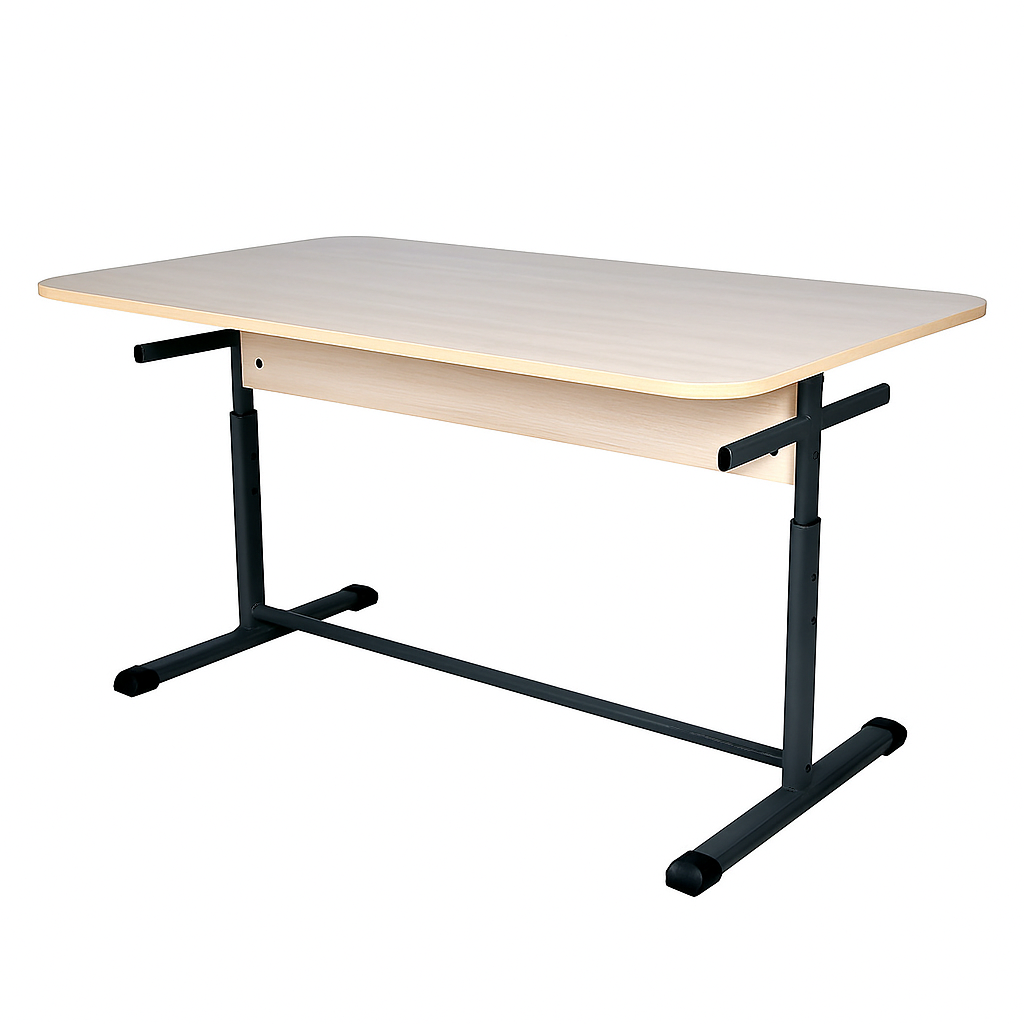 Стіл 6-місний для шкільної їдальні, на металевому каркасі (плоскоовальна труба), з підвісами для лавок, ЛЕЛЕКА, 1500х700х640-760 мм.